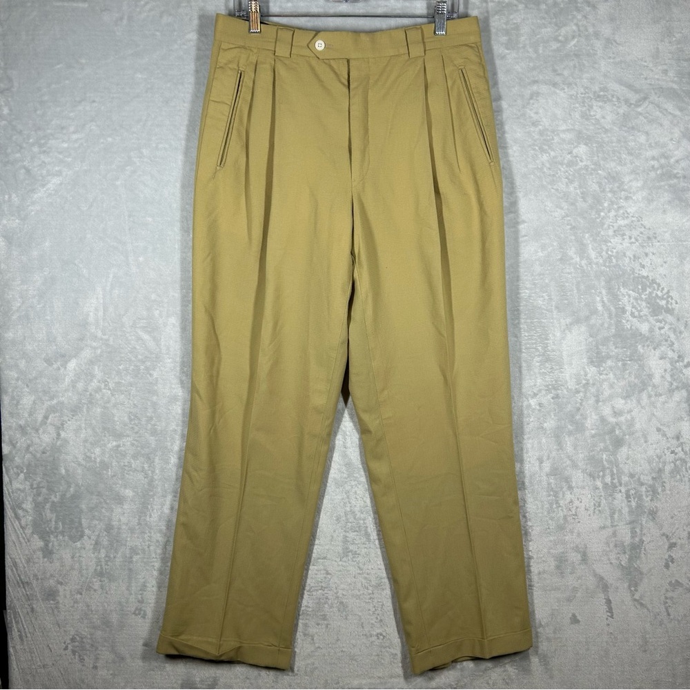 Charles Tyrwhitt Pants Mens 32x30 Beige Tan Wool Trousers Dress Slacks Pleated